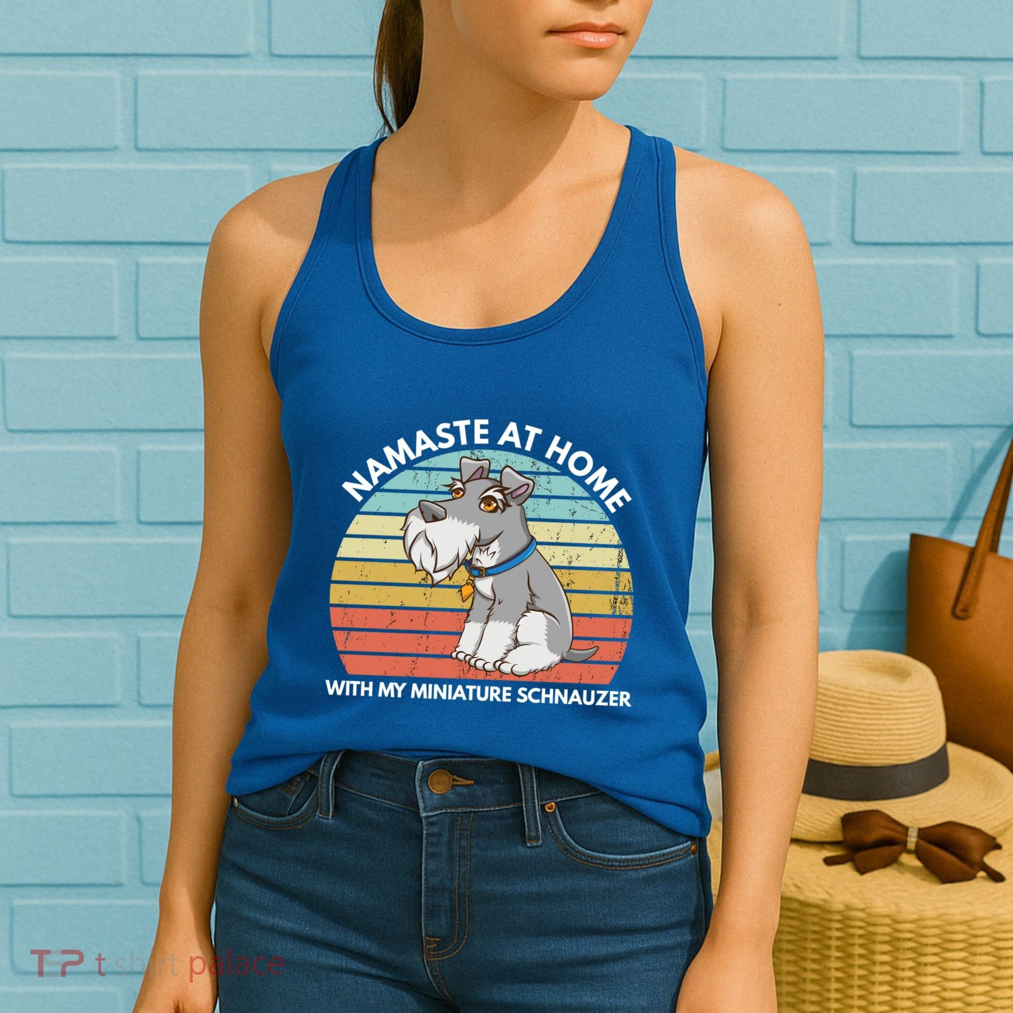 Funny Dog Mom And Yoga Lover Miniature Schnauzer Meaningful Gift Women's Tank Top