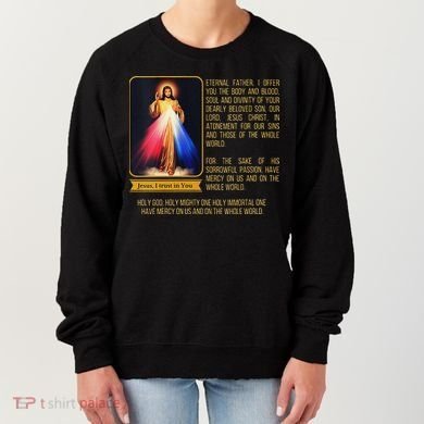 Funny Divine Mercy Jesus Image Chaplet Novena Prayer Catholic Women's Sweatshirt