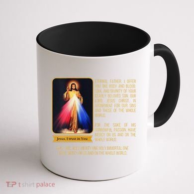 Funny Divine Mercy Jesus Image Chaplet Novena Prayer Catholic Coffee Mug back