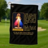 Funny Divine Mercy Jesus Image Chaplet Novena Prayer Catholic Golf Towel thumb 1