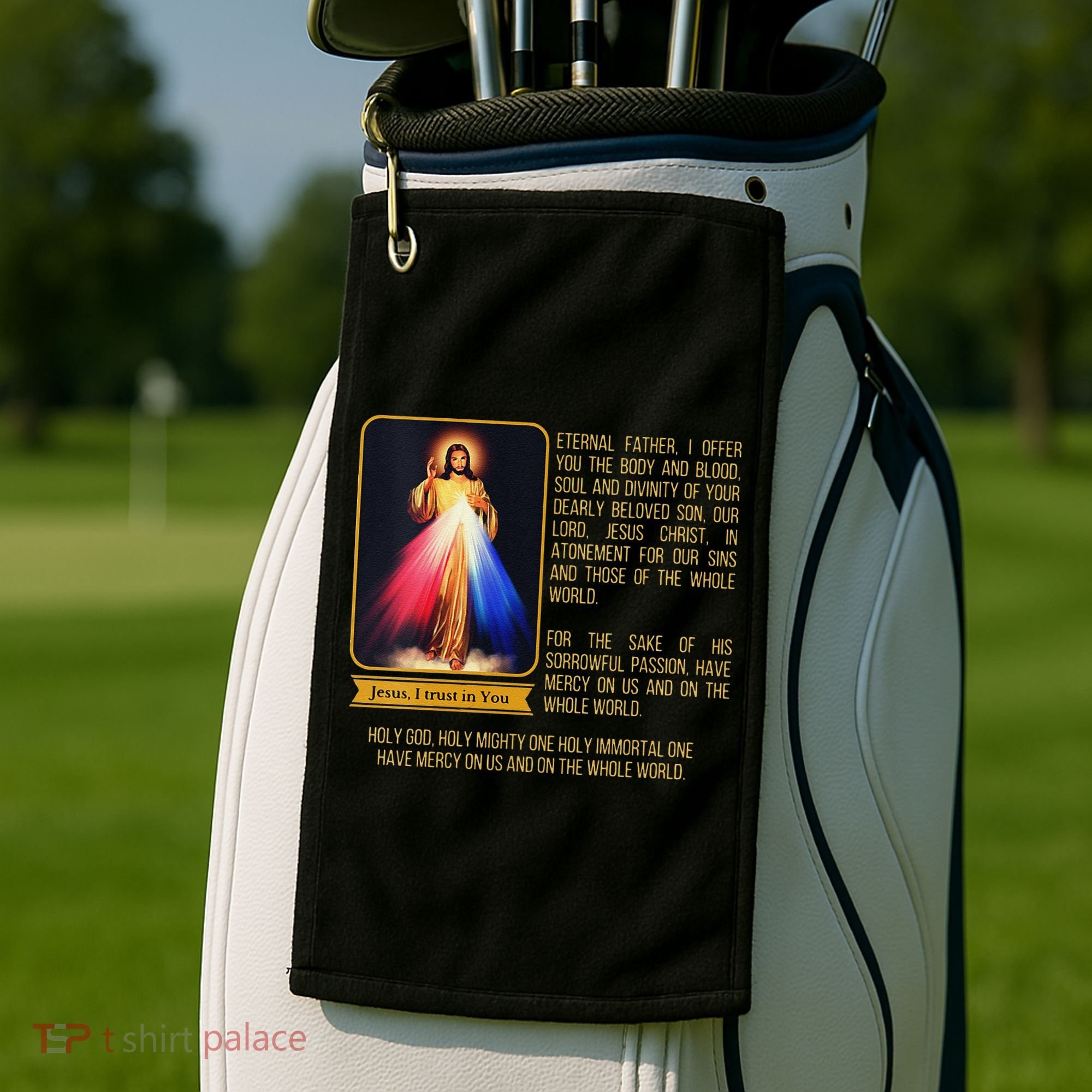 Funny Divine Mercy Jesus Image Chaplet Novena Prayer Catholic Golf Towel