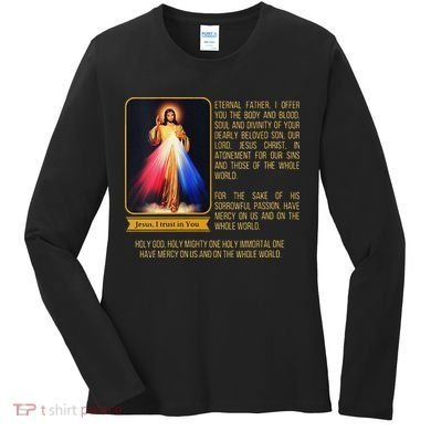 Funny Divine Mercy Jesus Image Chaplet Novena Prayer Catholic Women's Long Sleeve Shirt