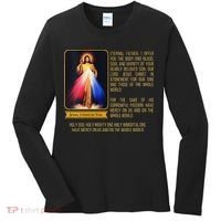 Funny Divine Mercy Jesus Image Chaplet Novena Prayer Catholic Women's Long Sleeve Shirt thumb 0