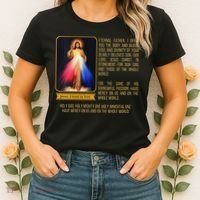 Funny Divine Mercy Jesus Image Chaplet Novena Prayer Catholic Women's T-Shirt thumb 2
