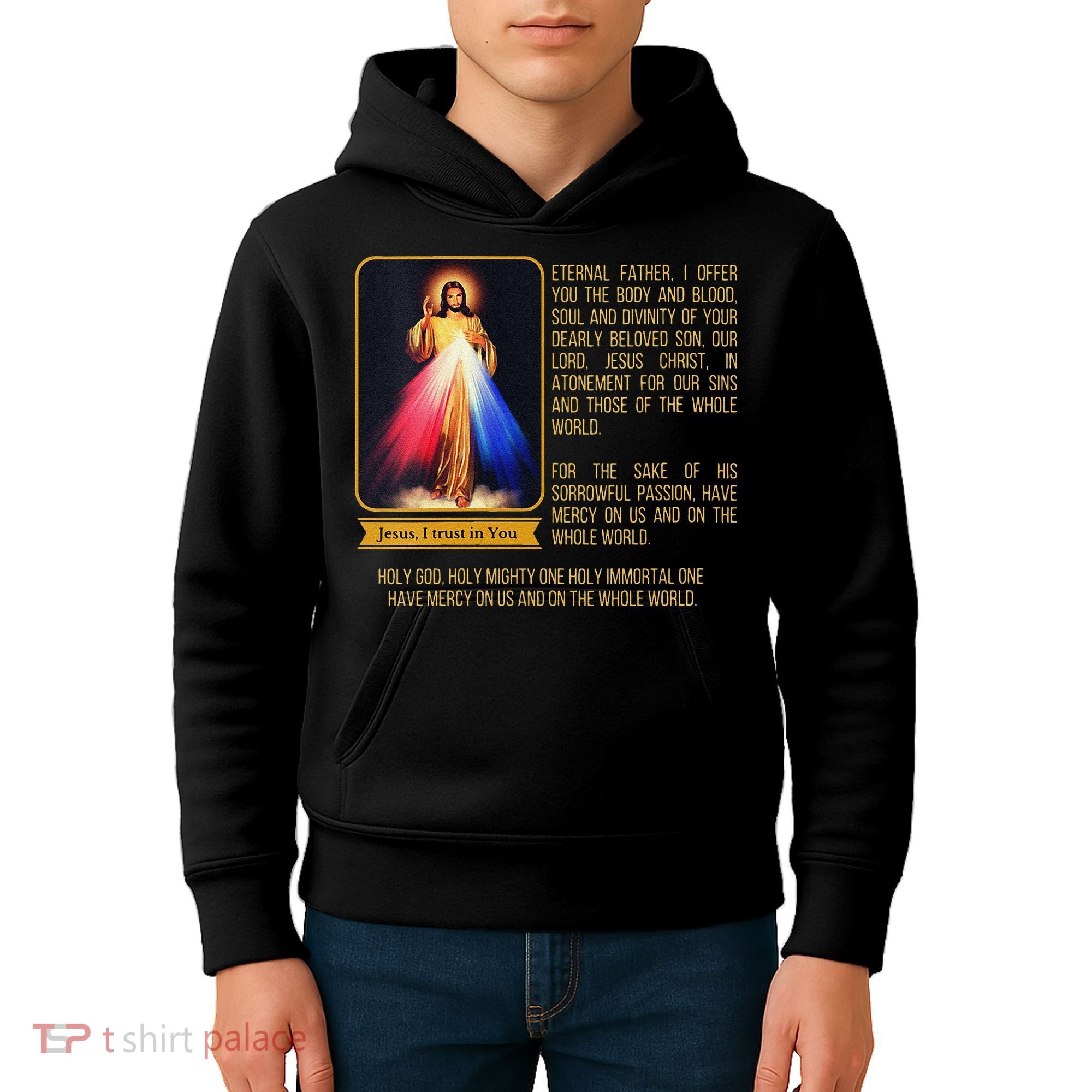 Funny Divine Mercy Jesus Image Chaplet Novena Prayer Catholic Kids Hoodie