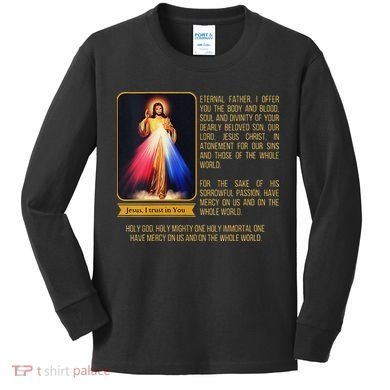 Funny Divine Mercy Jesus Image Chaplet Novena Prayer Catholic Kids Long Sleeve Shirt