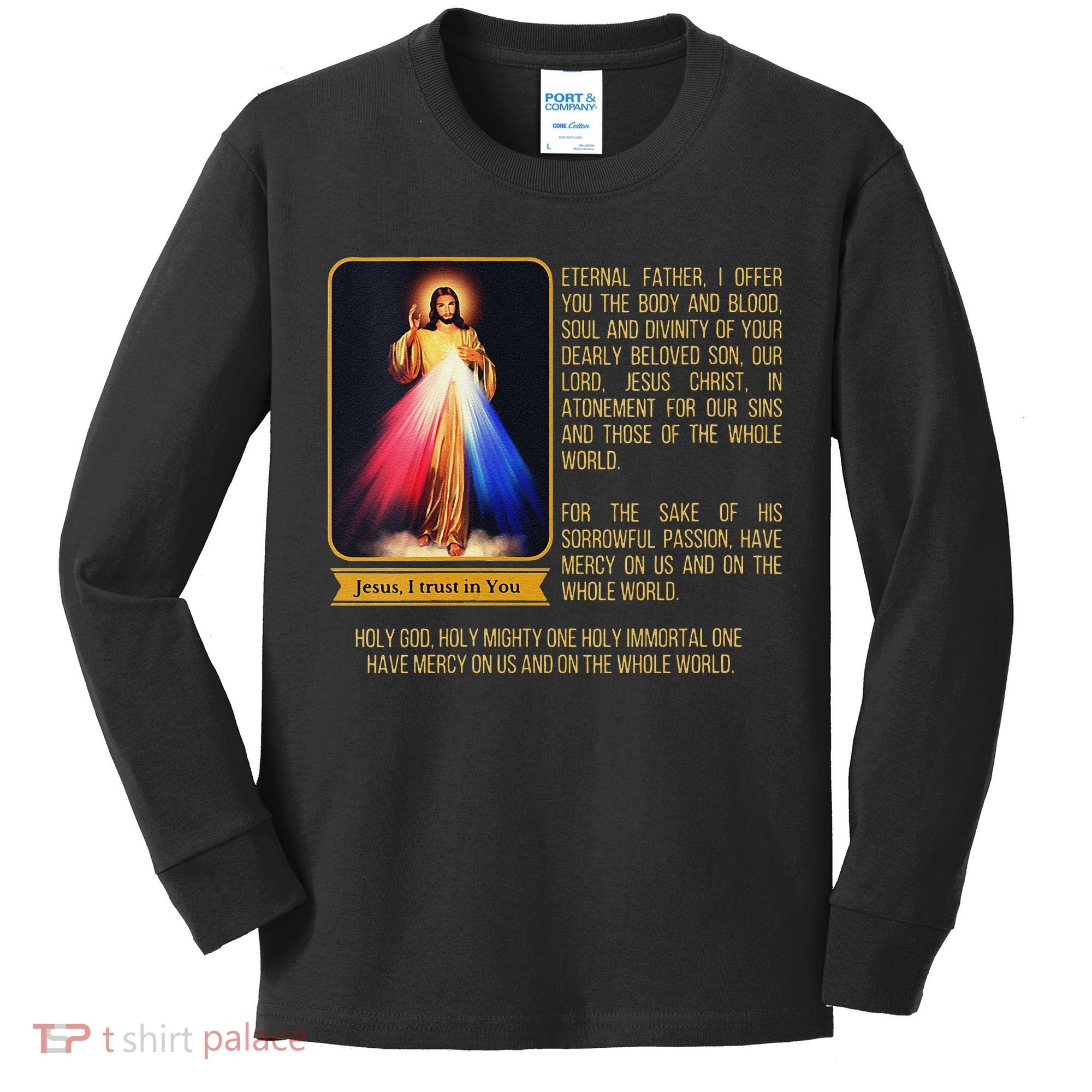 Funny Divine Mercy Jesus Image Chaplet Novena Prayer Catholic Kids Long Sleeve Shirt