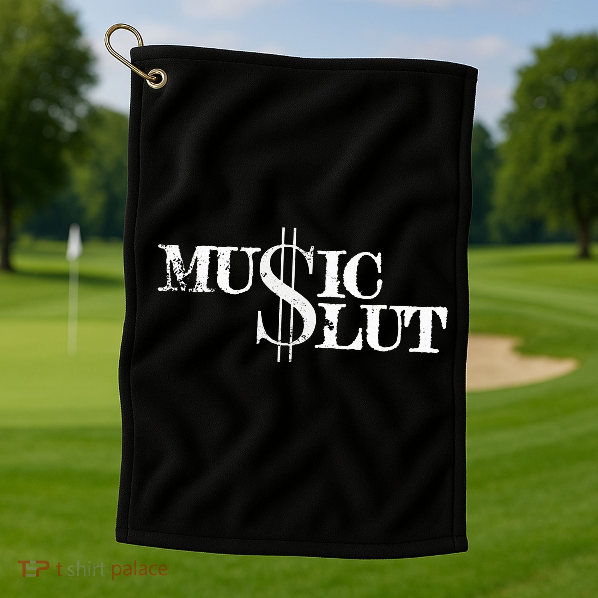 Funny Distressed Music Slut Golf Towel