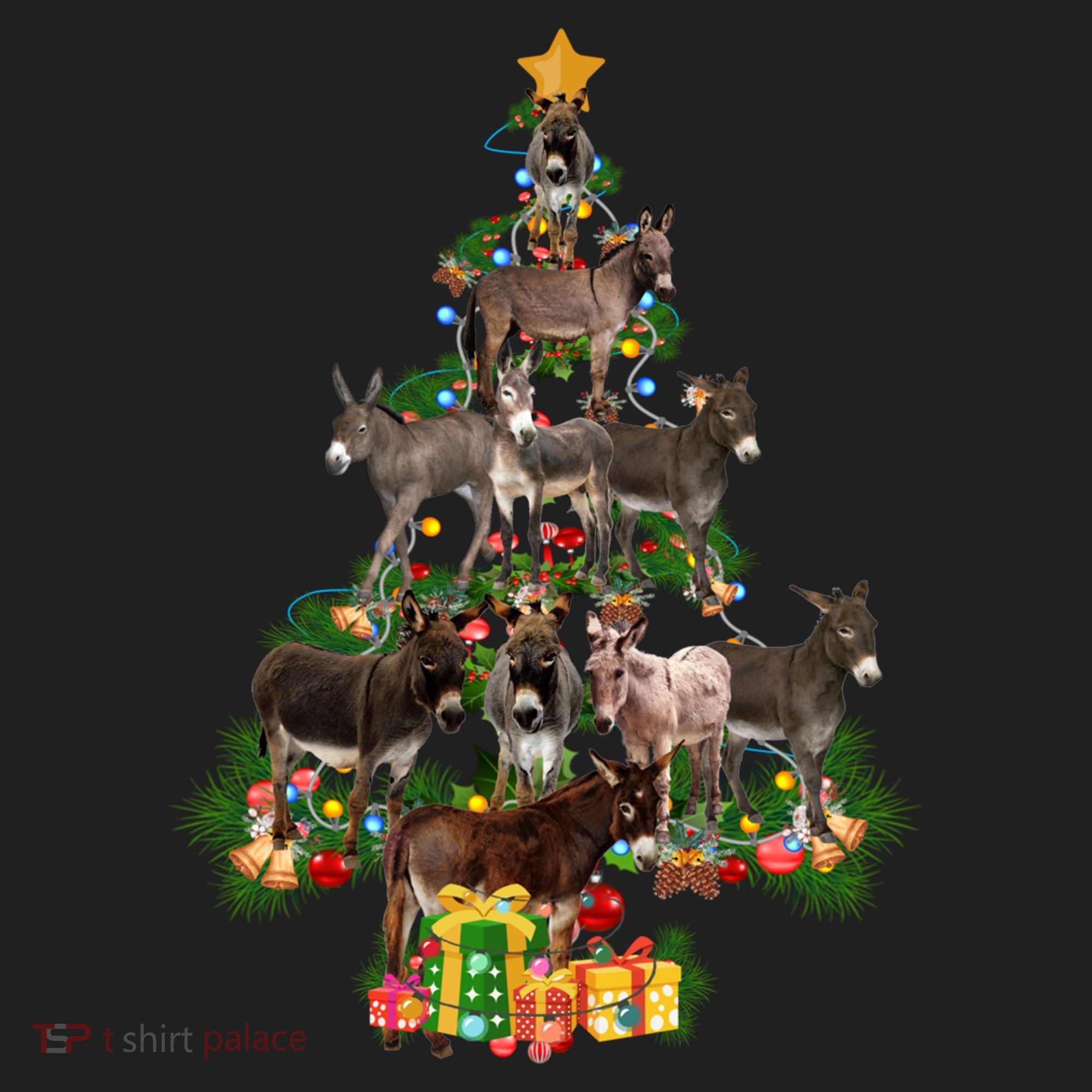 Funny Donkey Merry Christmas Tree Donkey Lover Farm Xmas Great Gift Beanie