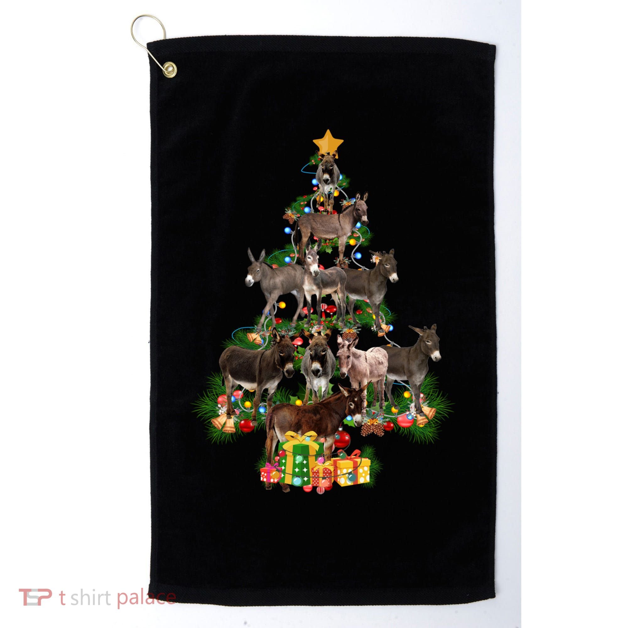 Funny Donkey Merry Christmas Tree Donkey Lover Farm Xmas Great Gift Golf Towel