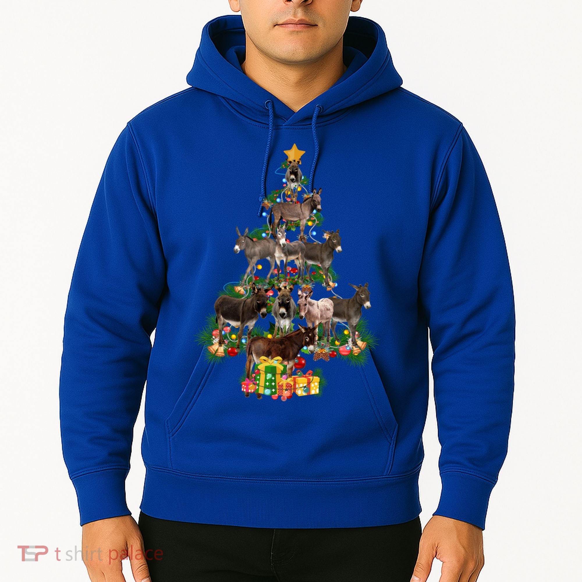 Funny Donkey Merry Christmas Tree Donkey Lover Farm Xmas Great Gift Hoodie