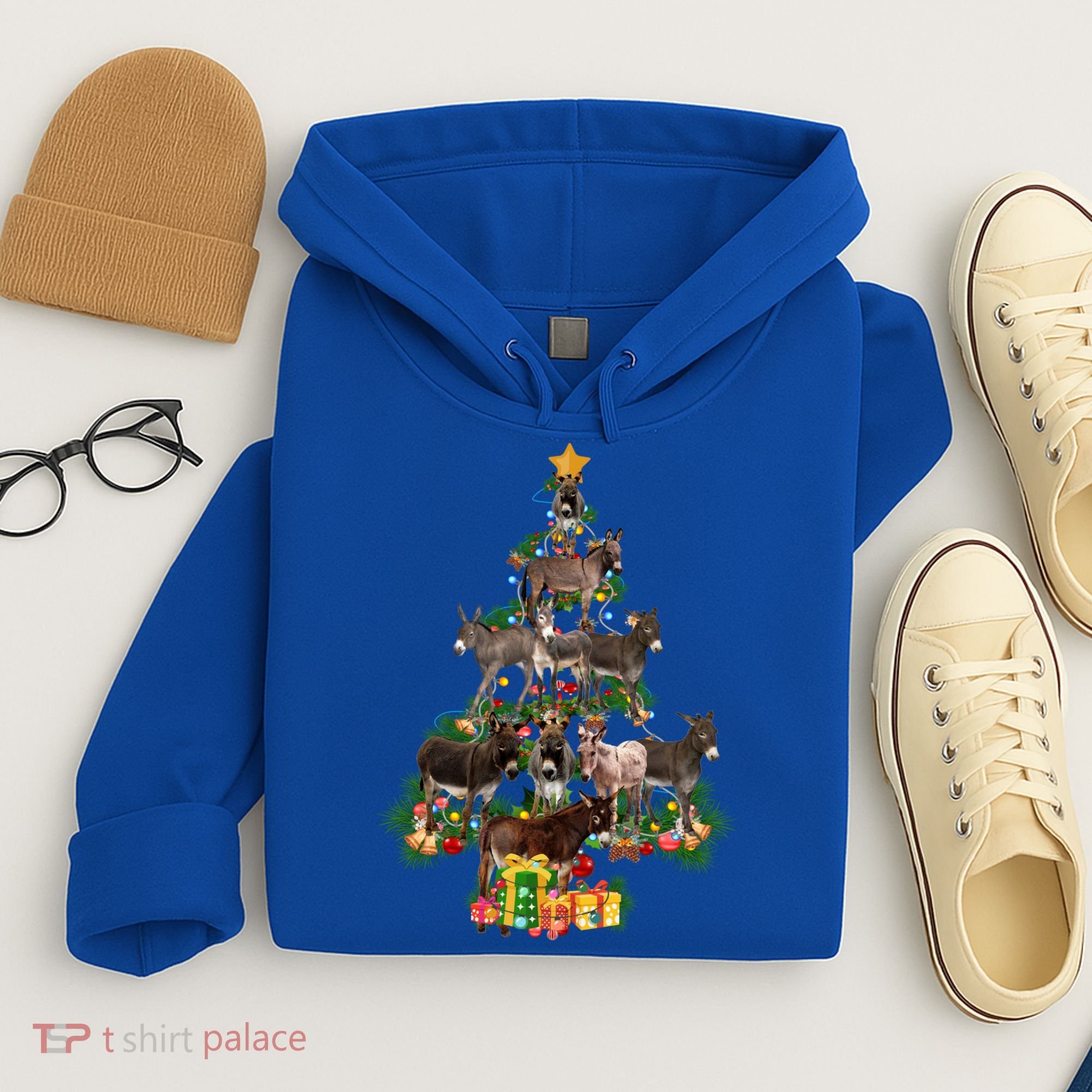 Funny Donkey Merry Christmas Tree Donkey Lover Farm Xmas Great Gift Hoodie