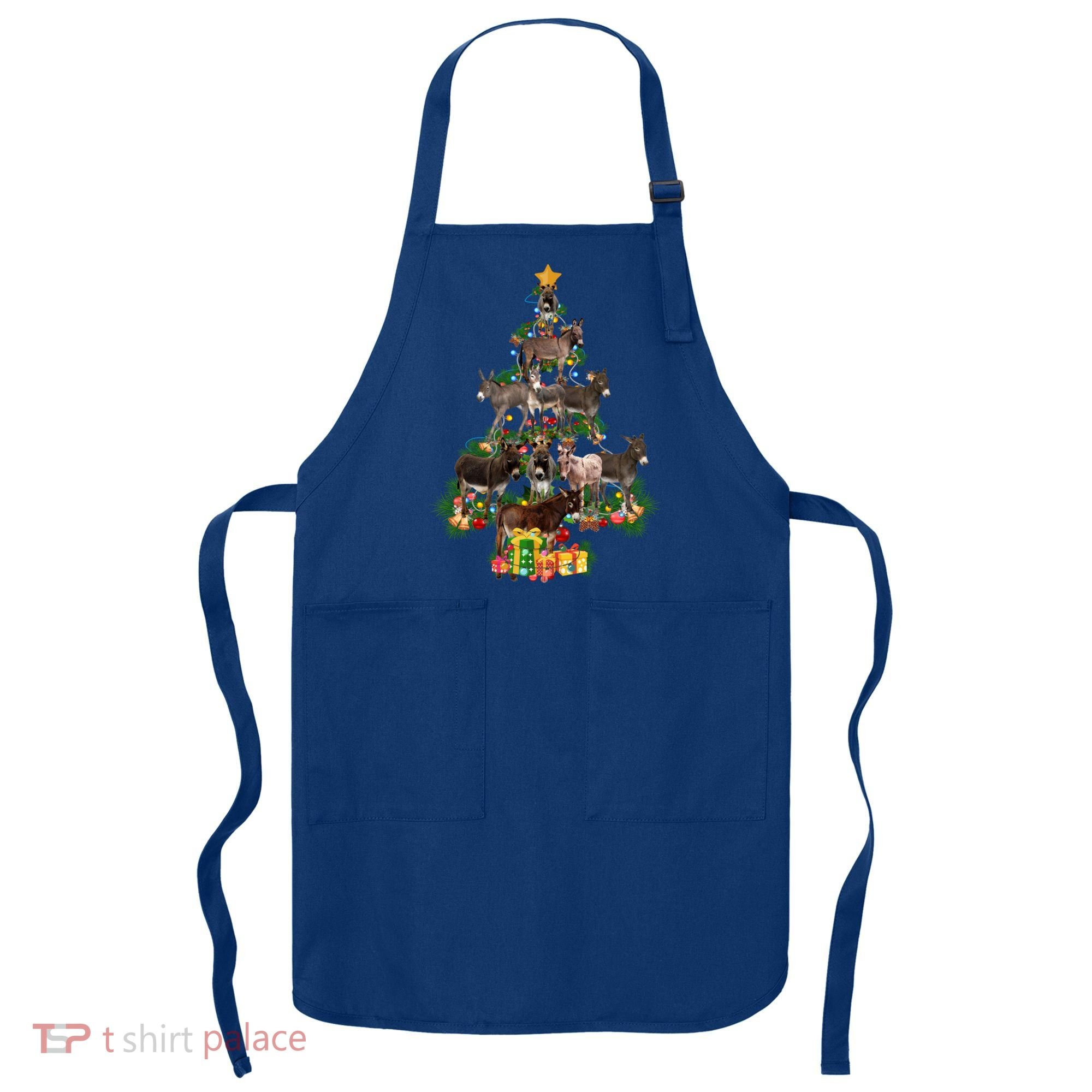 Funny Donkey Merry Christmas Tree Donkey Lover Farm Xmas Great Gift Apron