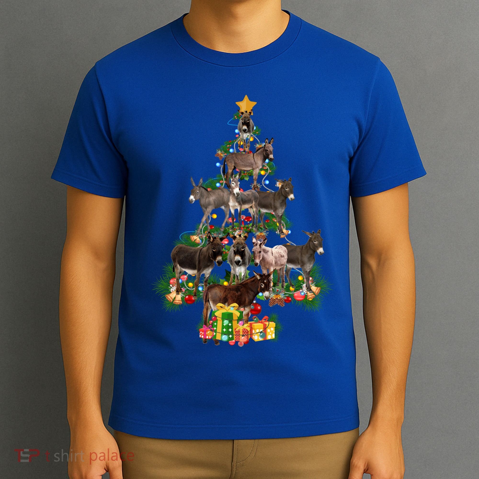 Funny Donkey Merry Christmas Tree Donkey Lover Farm Xmas Great Gift T-Shirt
