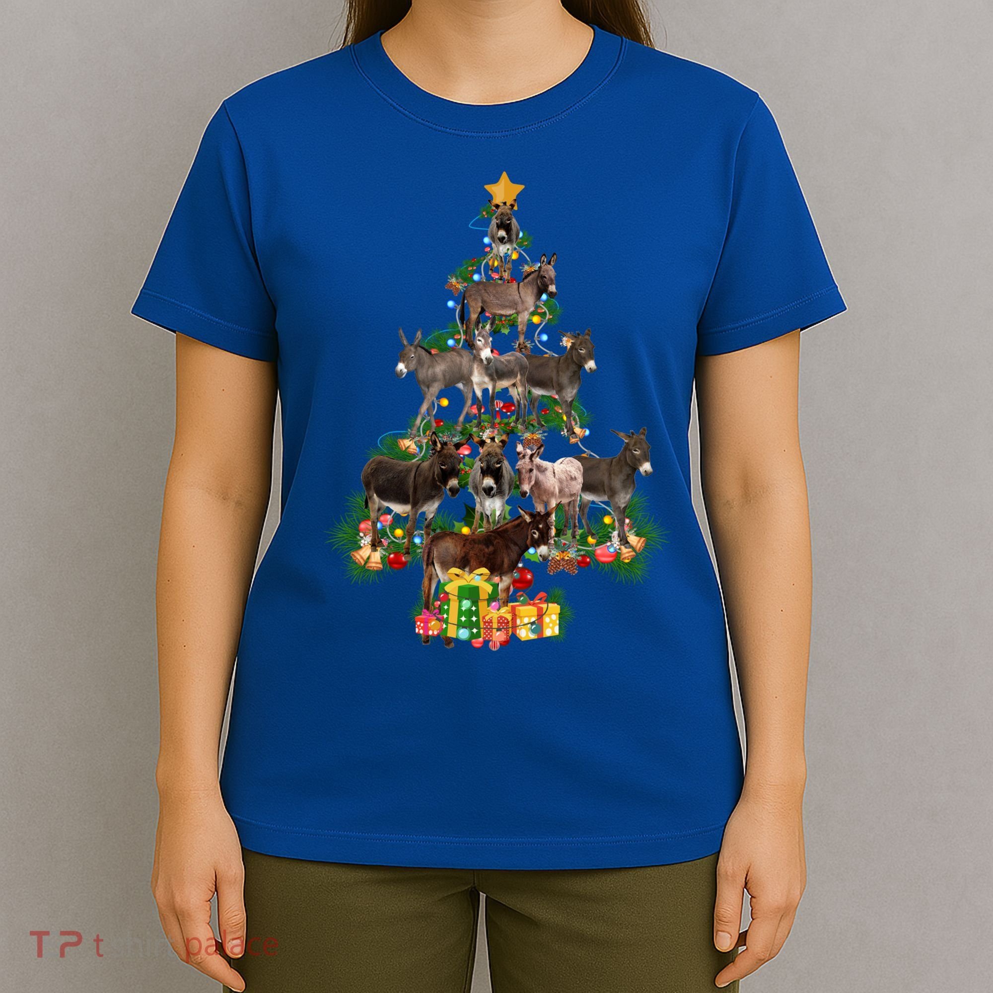 Funny Donkey Merry Christmas Tree Donkey Lover Farm Xmas Great Gift T-Shirt