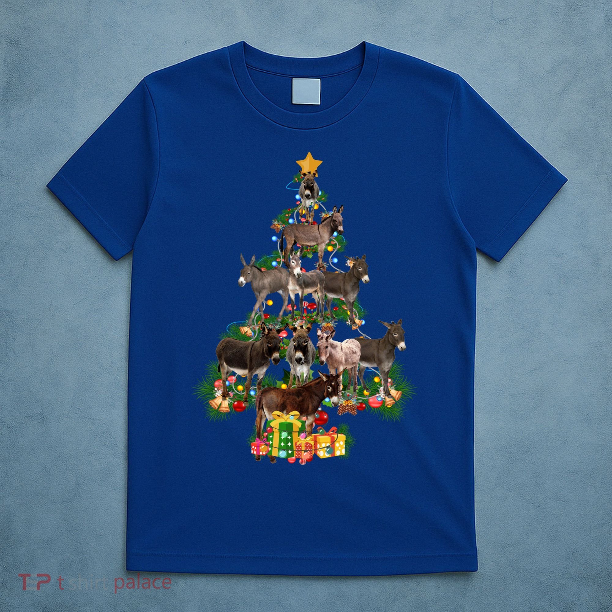 Funny Donkey Merry Christmas Tree Donkey Lover Farm Xmas Great Gift T-Shirt
