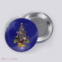 Funny Donkey Merry Christmas Tree Donkey Lover Farm Xmas Great Gift Button thumb 0