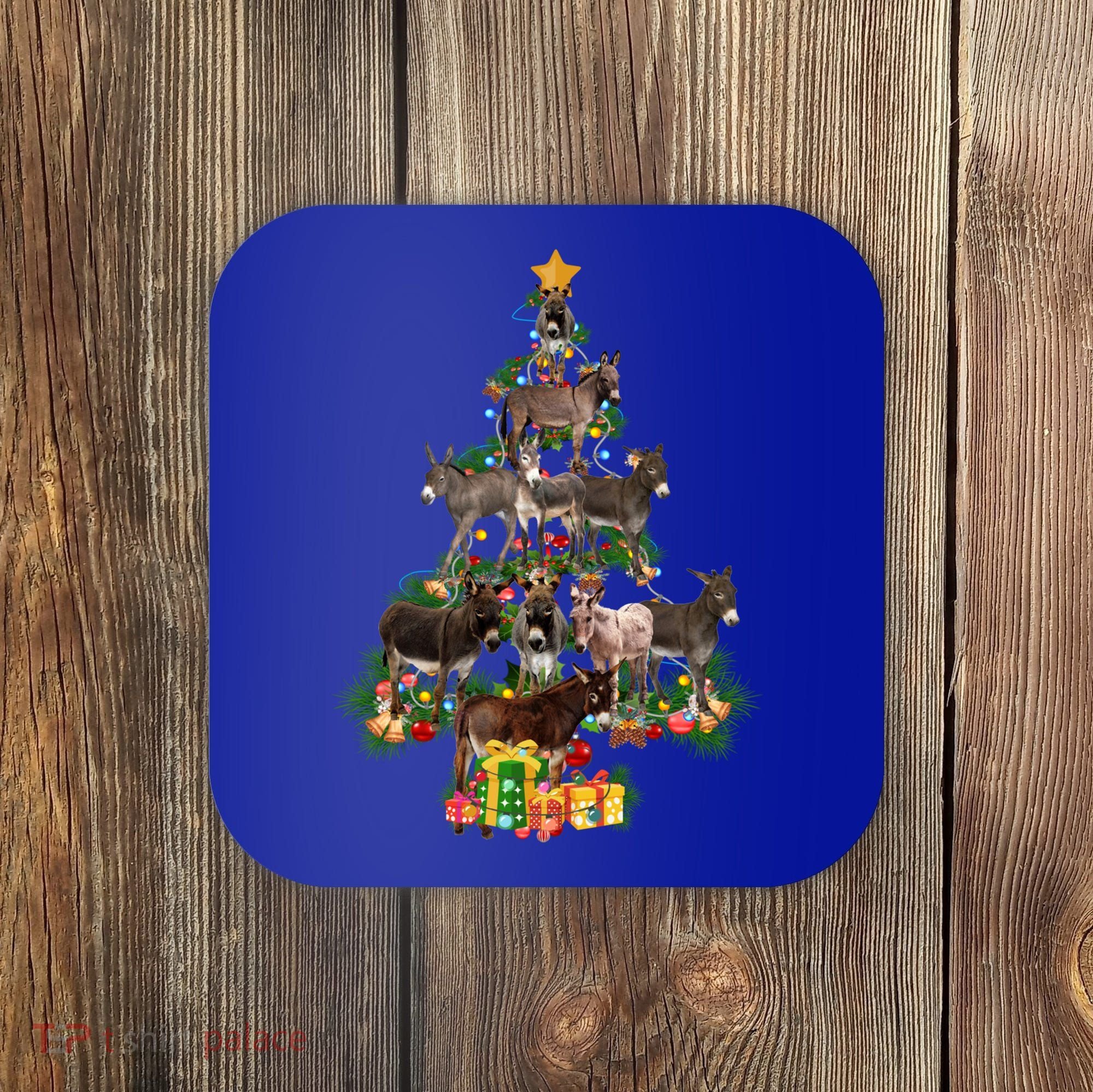 Funny Donkey Merry Christmas Tree Donkey Lover Farm Xmas Great Gift Coaster