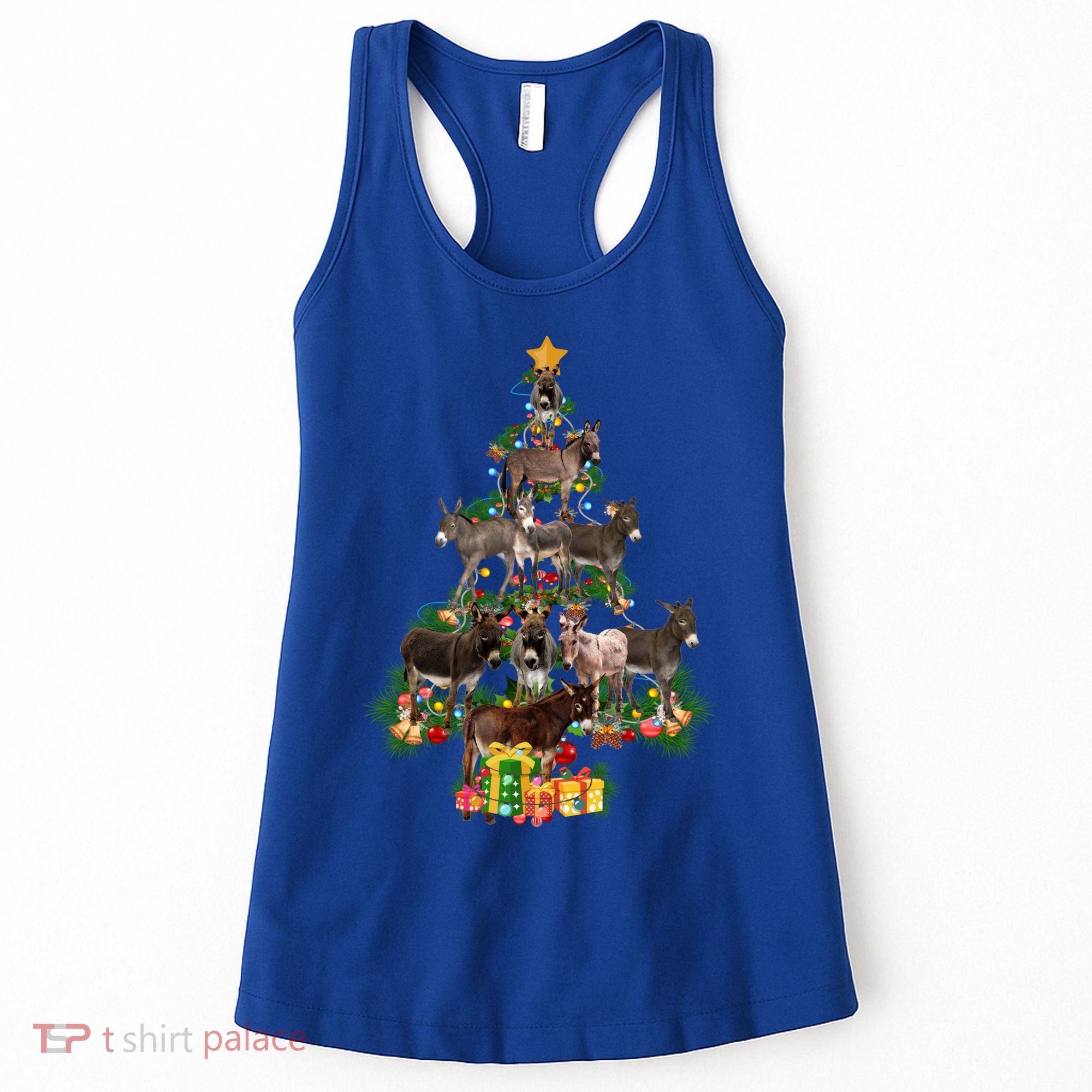 Funny Donkey Merry Christmas Tree Donkey Lover Farm Xmas Great Gift Women's Tank Top