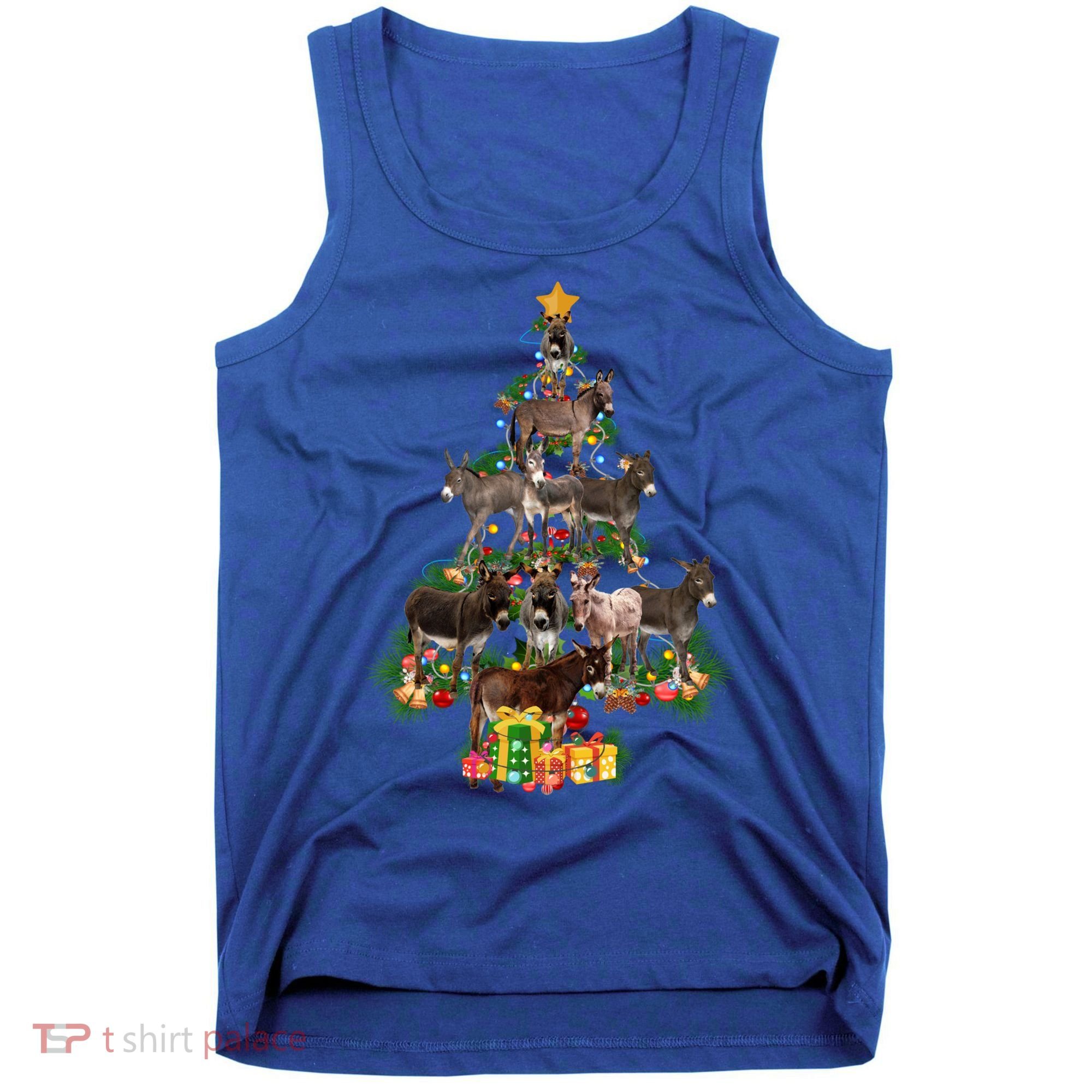 Funny Donkey Merry Christmas Tree Donkey Lover Farm Xmas Great Gift Tank Top
