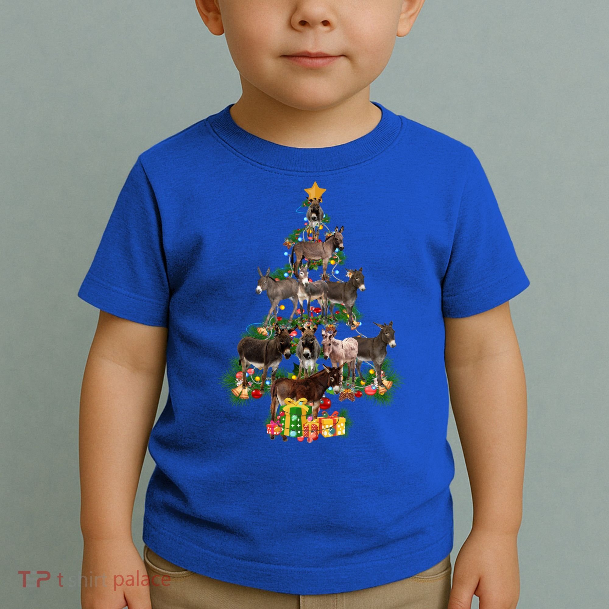 Funny Donkey Merry Christmas Tree Donkey Lover Farm Xmas Great Gift Toddler T-Shirt