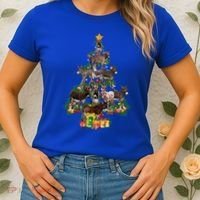 Funny Donkey Merry Christmas Tree Donkey Lover Farm Xmas Great Gift Women's T-Shirt thumb 2