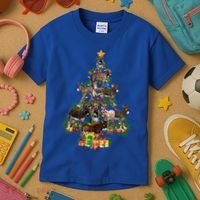 Funny Donkey Merry Christmas Tree Donkey Lover Farm Xmas Great Gift Kids T-Shirt thumb 3