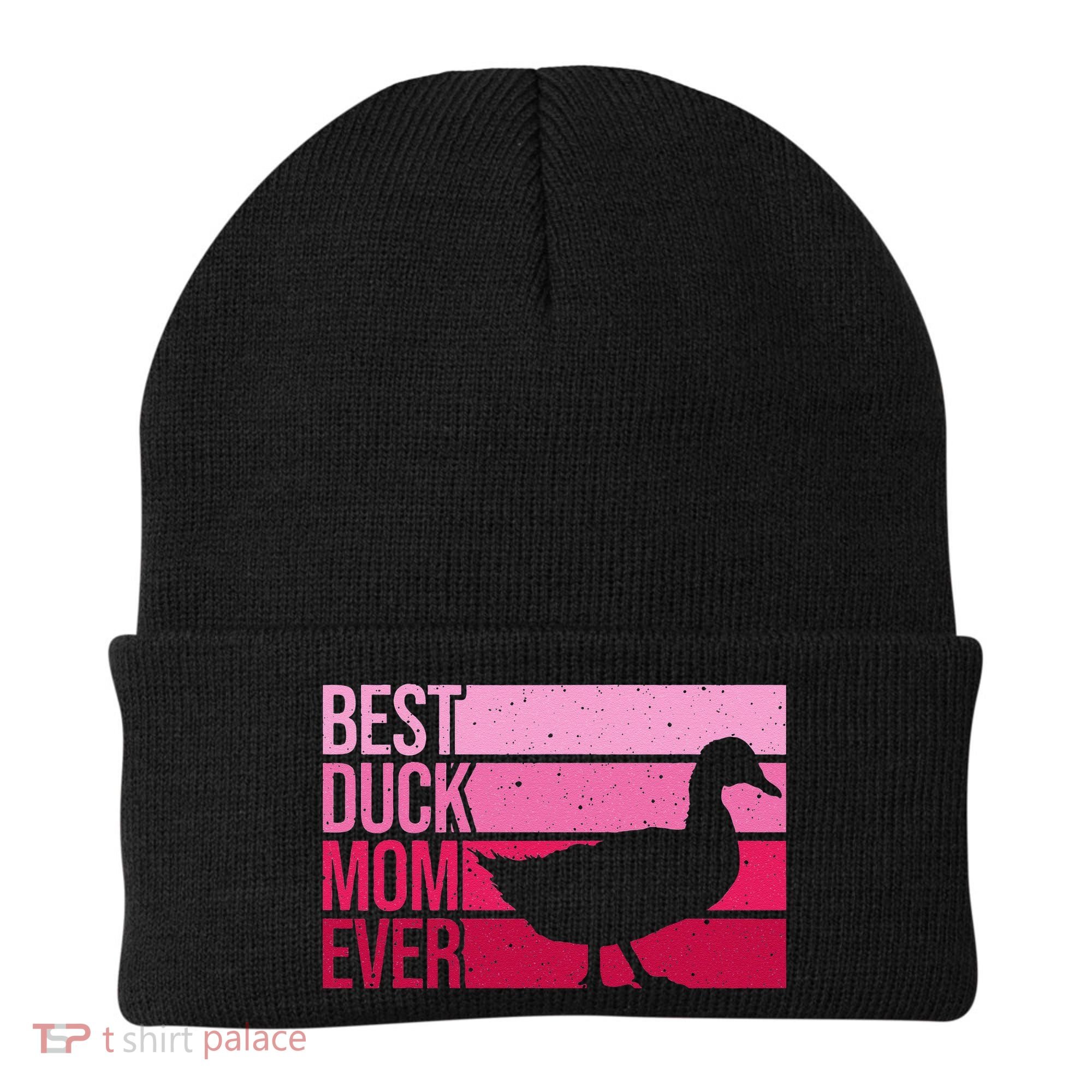 Funny Duck Mom Art For Womens Mother's Day Duck Lovers Beanie