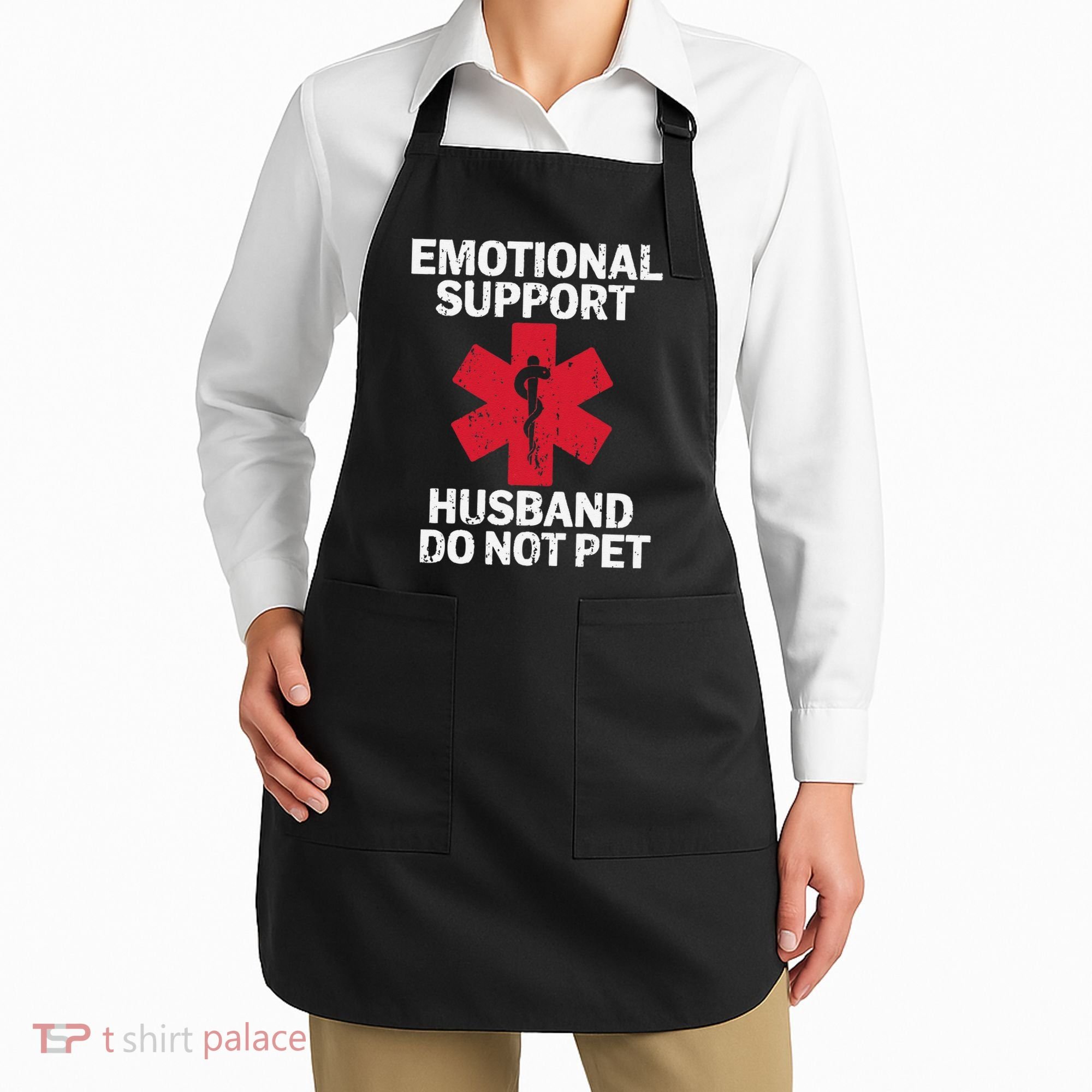 Funny Do Not Pet Emotional Support Husband Apron