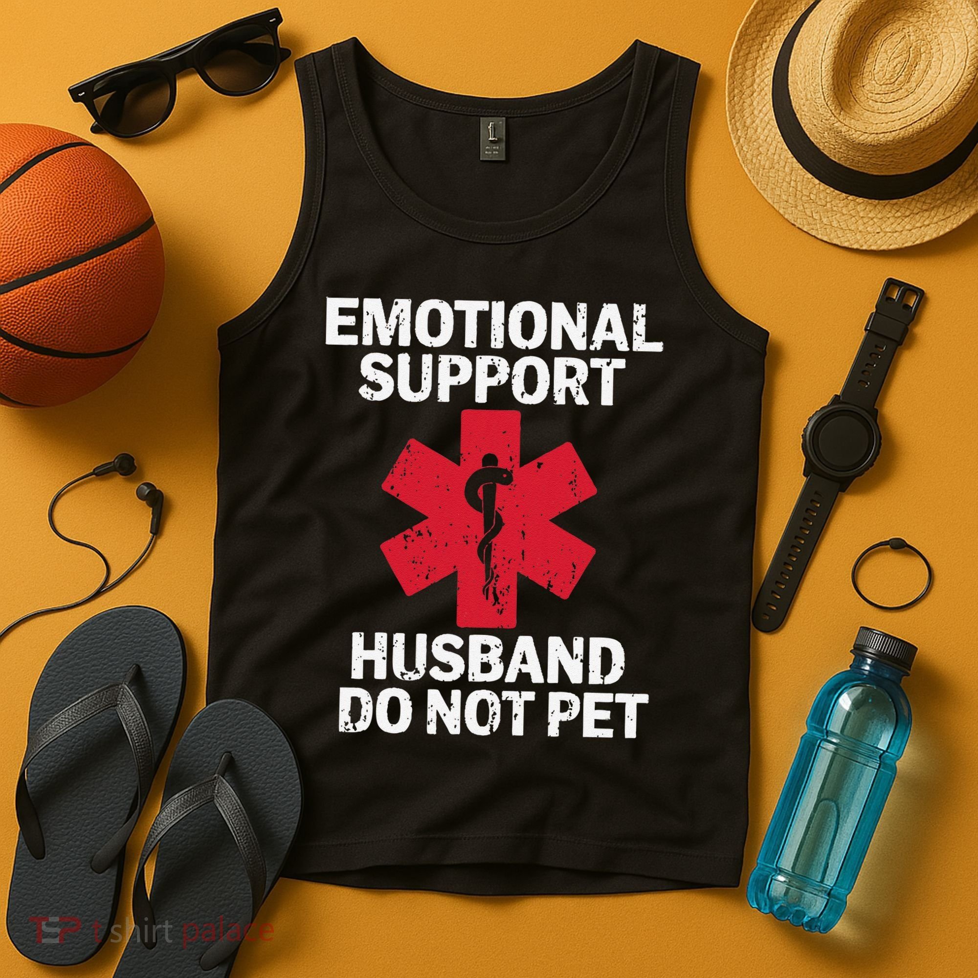Funny Do Not Pet Emotional Support Husband Tank Top