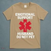 Funny Do Not Pet Emotional Support Husband T-Shirt thumb 5