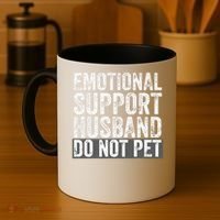 Funny Do Not Pet Emotional Support Husband Coffee Mug thumb 4