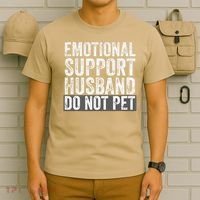 Funny Do Not Pet Emotional Support Husband T-Shirt thumb 6