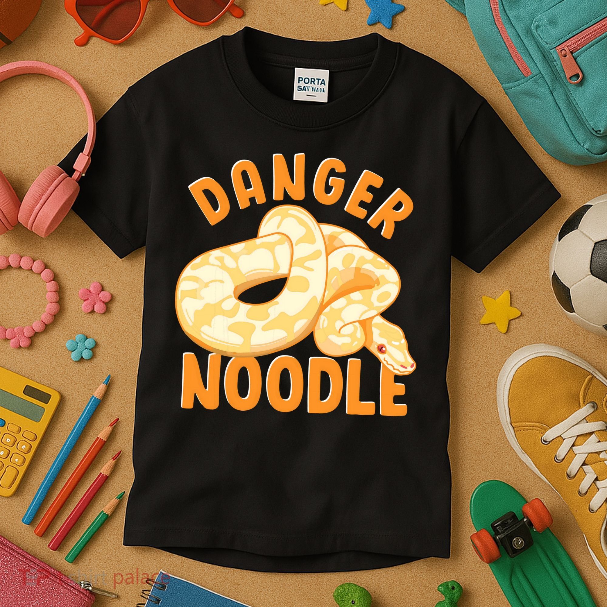 Funny Danger Noodle Snake Boy Snakes Meme Ball Python Kids T-Shirt