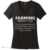 Farming Definition Noun Gift Funny Farmer Women's V-Neck T-Shirt thumb 0