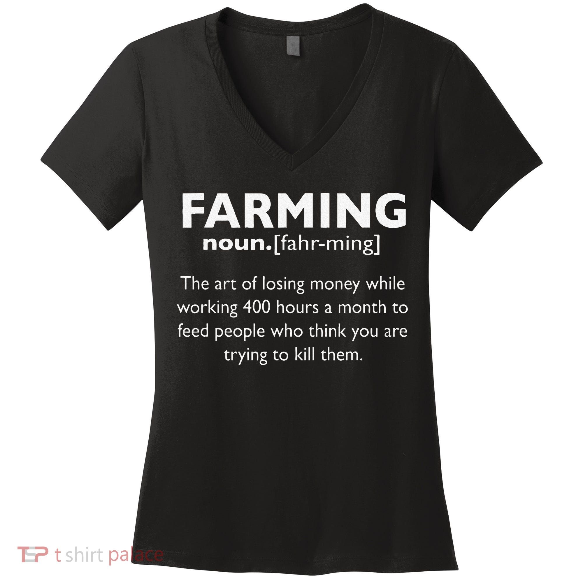 Farming Definition Noun Gift Funny Farmer Women's V-Neck T-Shirt