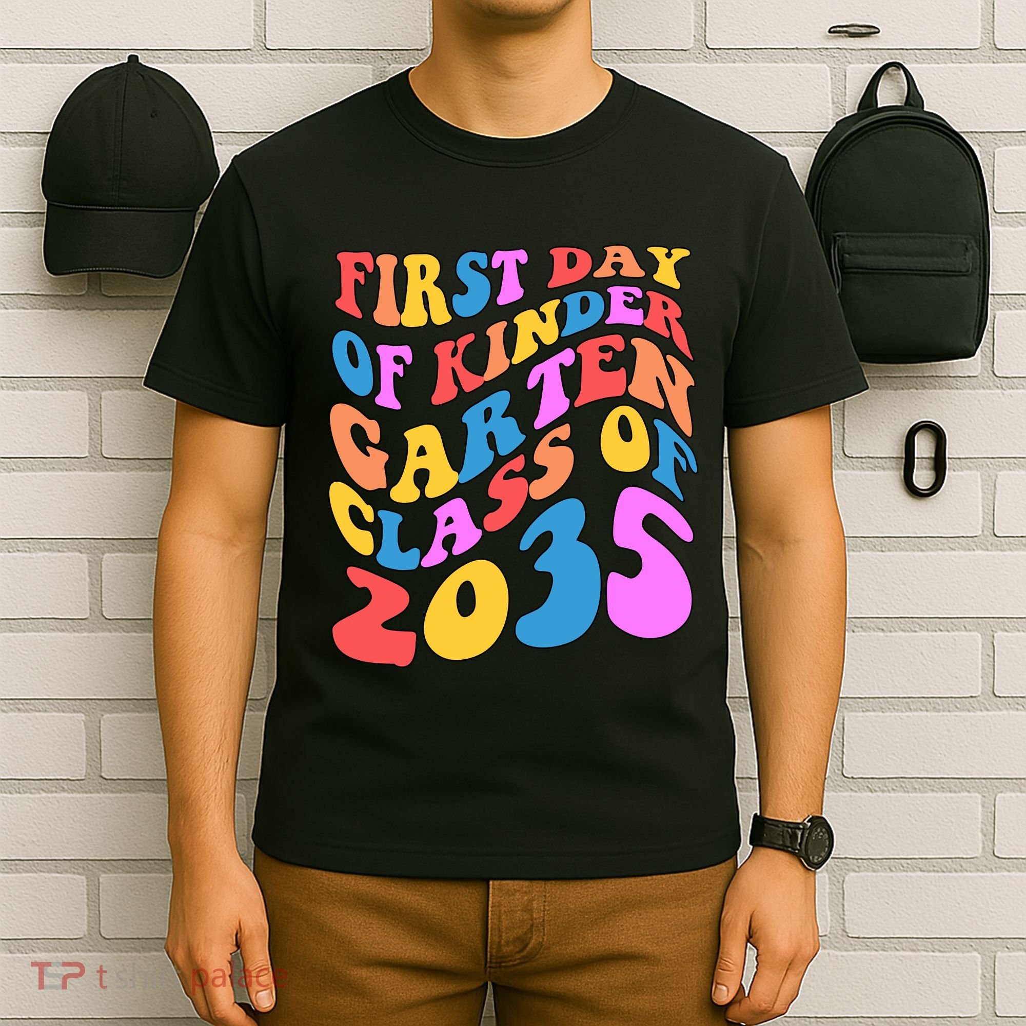First Day Of Kindergarten Class Of 2035 Colorful T-Shirt