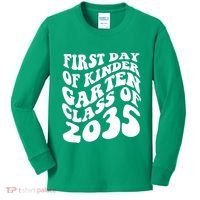 First Day Of Kindergarten Class Of 2035 Retro Kids Long Sleeve Shirt thumb 0