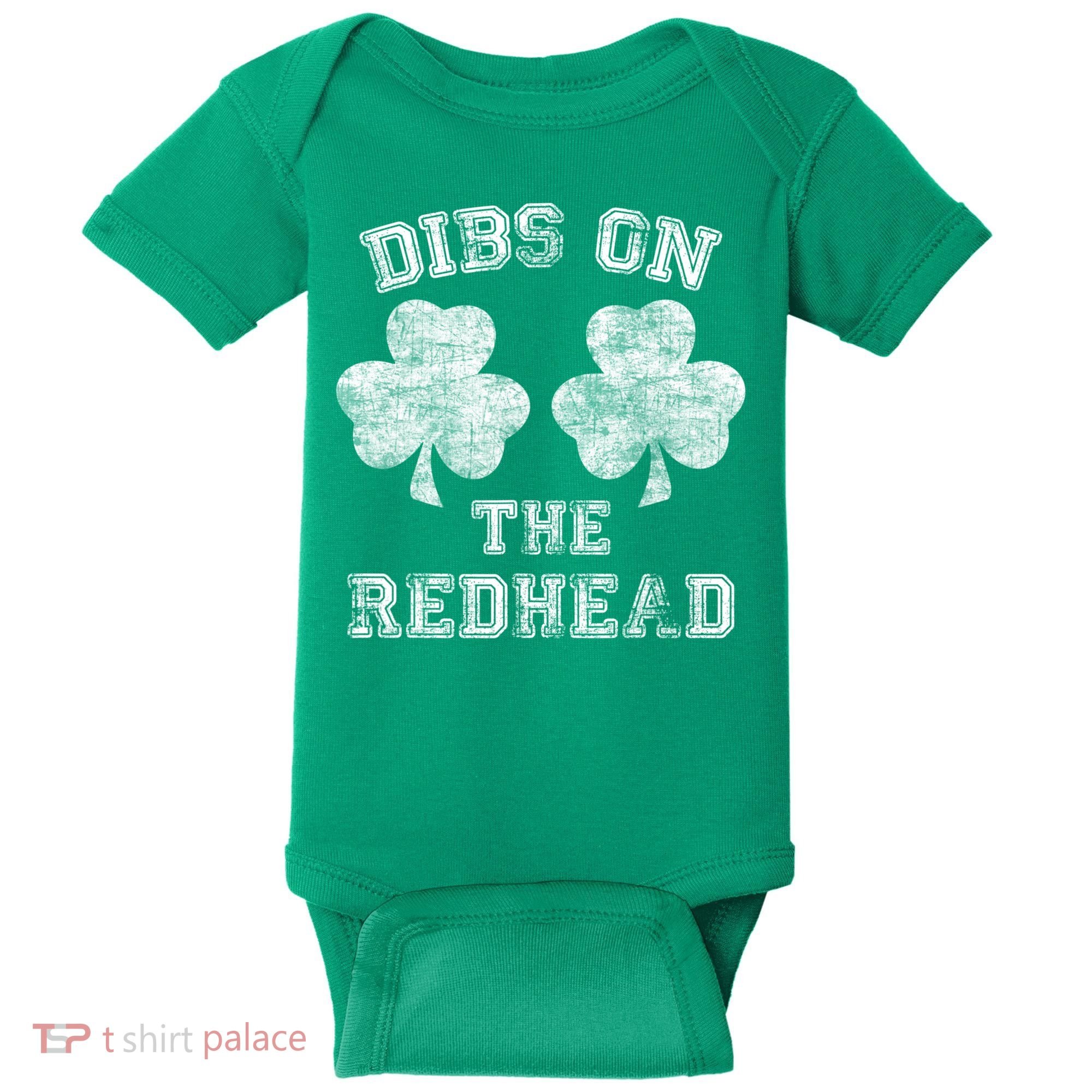 Funny Dibs On The Redhead For St Patricks Day Baby Bodysuit