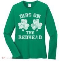 Funny Dibs On The Redhead For St Patricks Day Women's Long Sleeve Shirt thumb 0