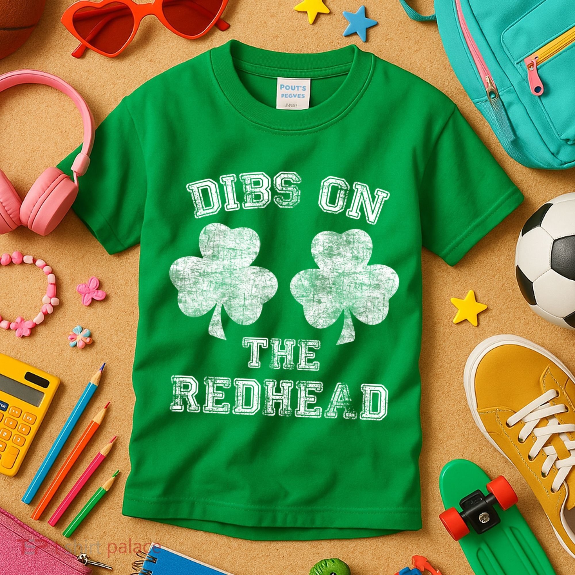 Funny Dibs On The Redhead For St Patricks Day Kids T-Shirt