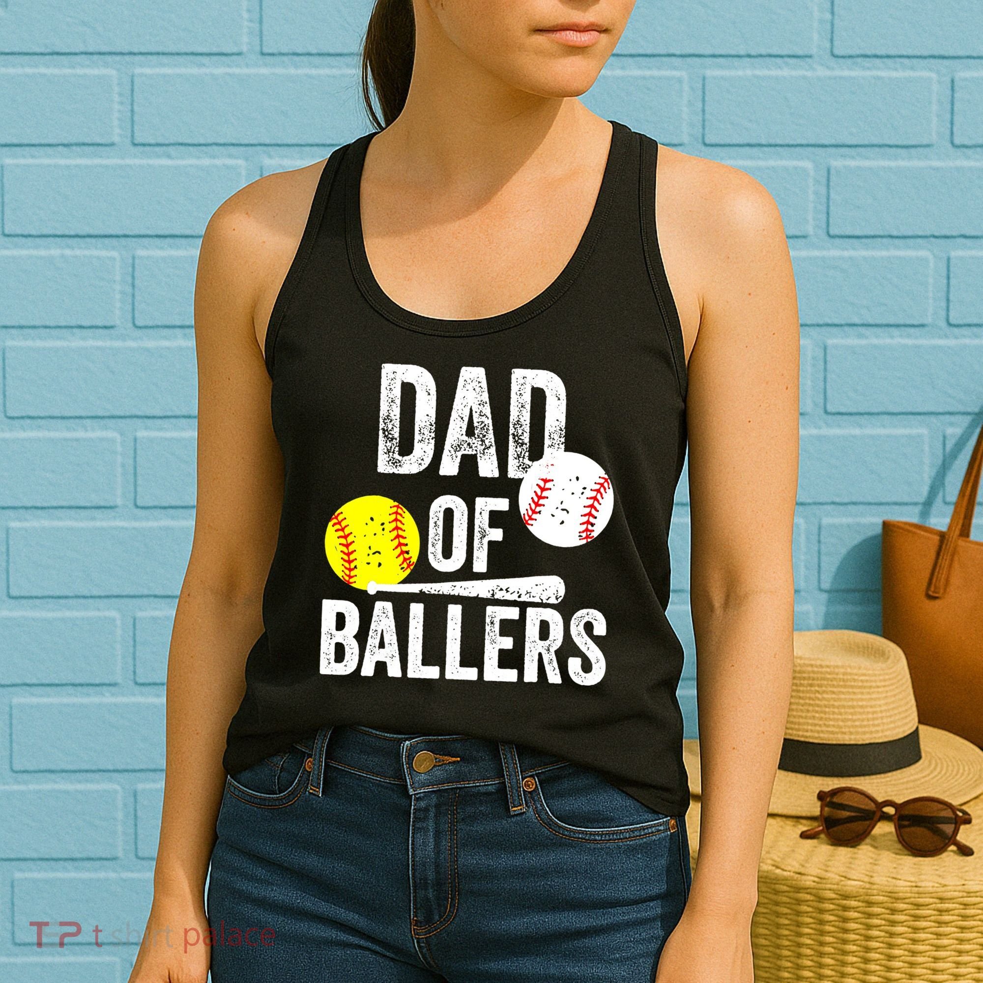 Funny Dad of Baseball and Softball Player Women's Tank Top