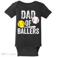 Funny Dad of Baseball and Softball Player Baby Bodysuit thumb 0