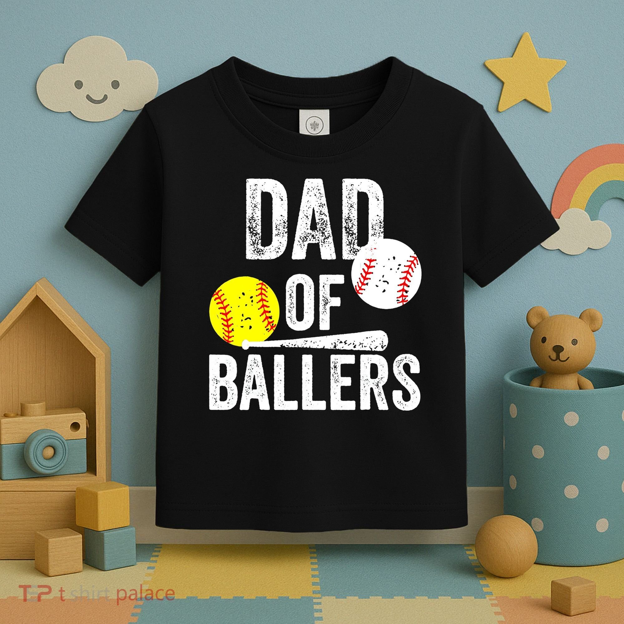 Funny Dad of Baseball and Softball Player Toddler T-Shirt