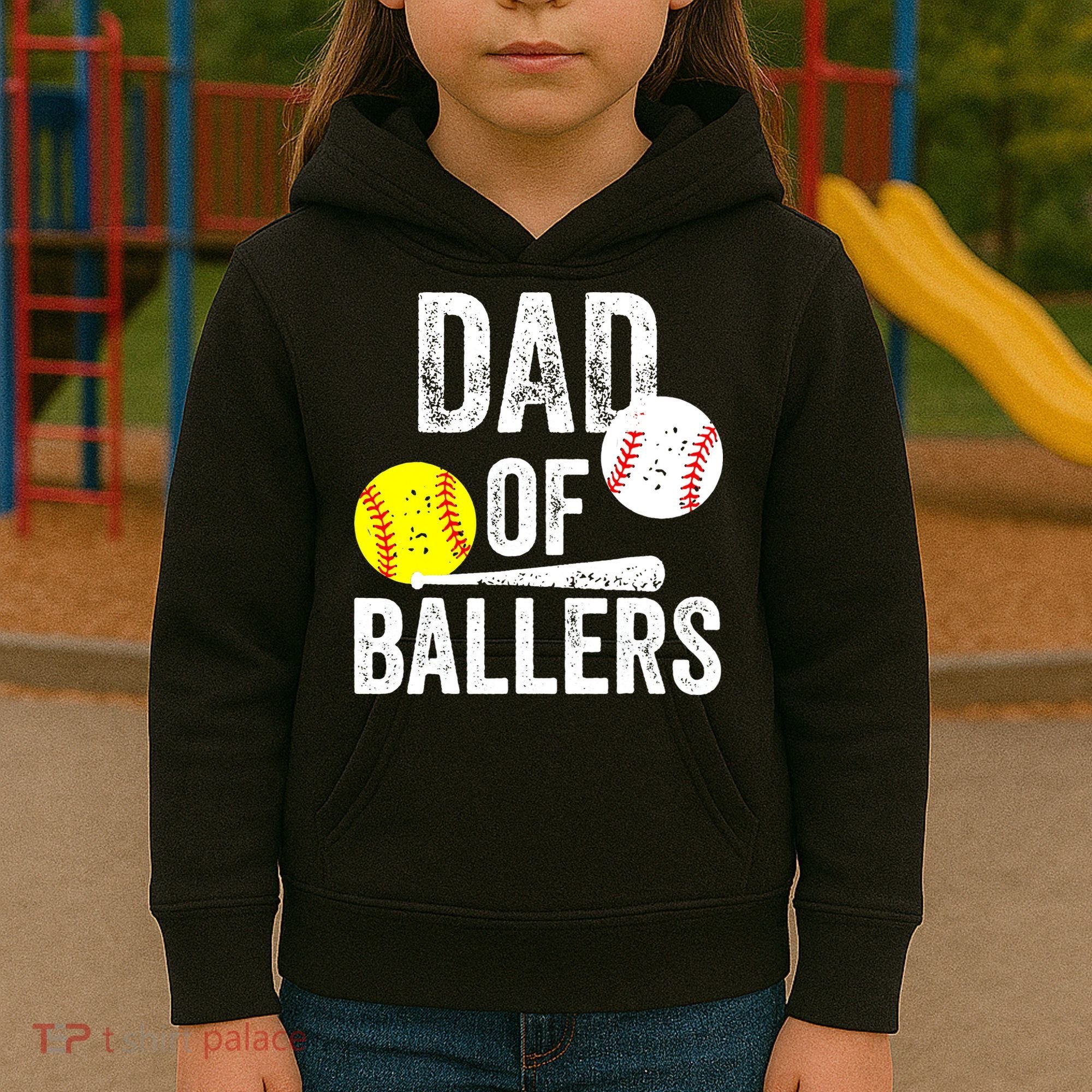 Funny Dad of Baseball and Softball Player Kids Hoodie