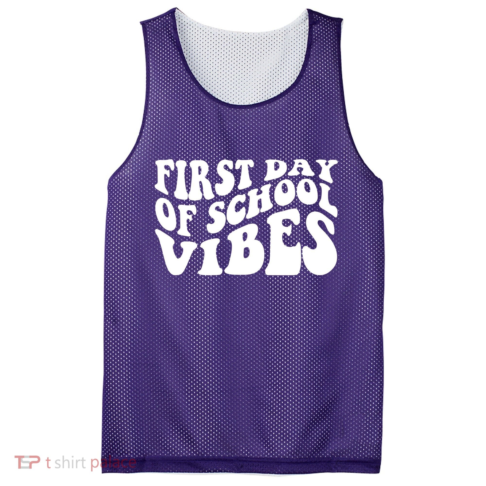 First Day Of School Vibes Retro Mesh Reversible Basketball Jersey Tank