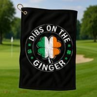 Funny Dibs On The Ginger St Patricks Day Shamrock Golf Towel thumb 1