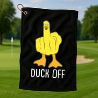 Funny Duck Off Middle Finger Golf Towel thumb 1