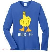 Funny Duck Off Middle Finger Women's Long Sleeve Shirt thumb 0