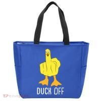 Funny Duck Off Middle Finger Tote Bag thumb 0